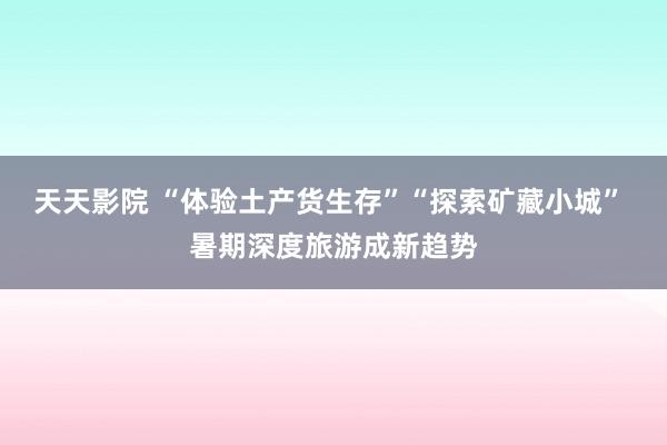 天天影院 “体验土产货生存”“探索矿藏小城” 暑期深度旅游成新趋势