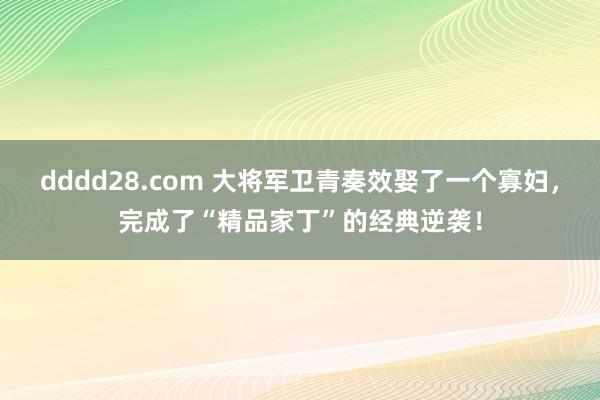 dddd28.com 大将军卫青奏效娶了一个寡妇，完成了“精品家丁”的经典逆袭！