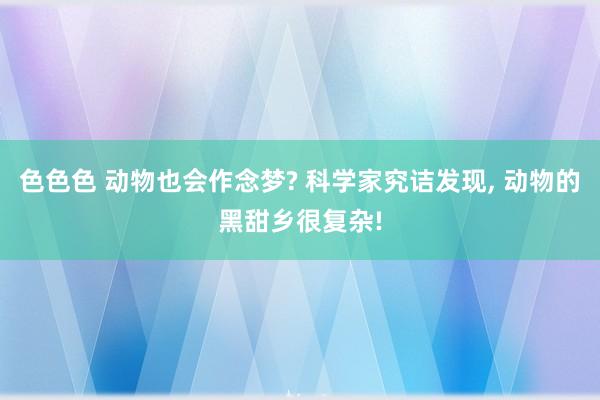 色色色 动物也会作念梦? 科学家究诘发现, 动物的黑甜乡很复杂!