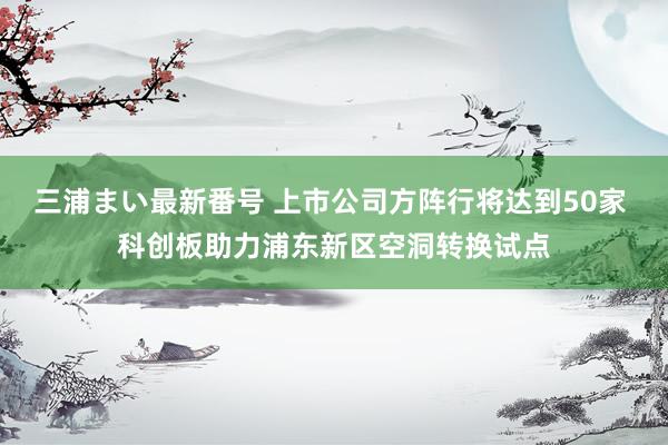 三浦まい最新番号 上市公司方阵行将达到50家 科创板助力浦东新区空洞转换试点