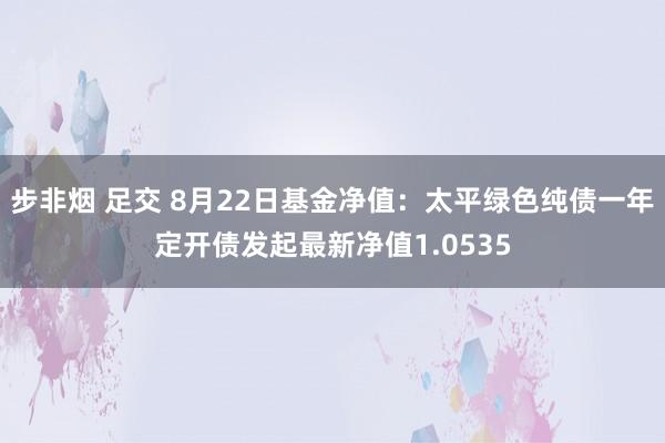 步非烟 足交 8月22日基金净值：太平绿色纯债一年定开债发起最新净值1.0535