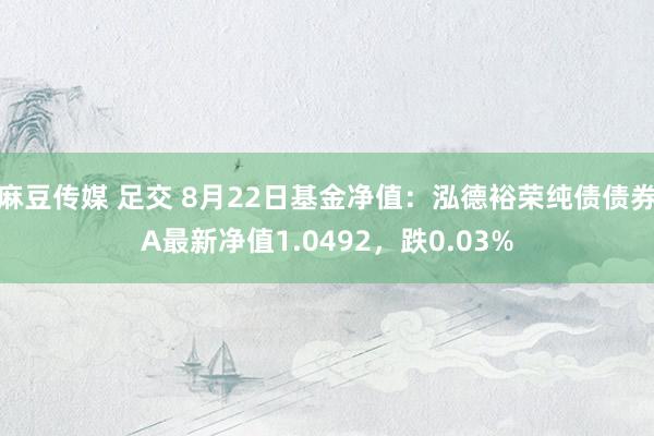 麻豆传媒 足交 8月22日基金净值：泓德裕荣纯债债券A最新净值1.0492，跌0.03%