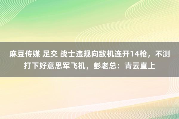 麻豆传媒 足交 战士违规向敌机连开14枪，不测打下好意思军飞机，彭老总：青云直上