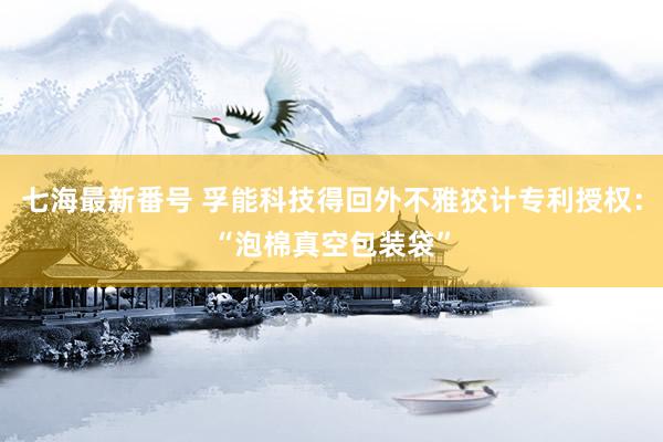 七海最新番号 孚能科技得回外不雅狡计专利授权：“泡棉真空包装袋”