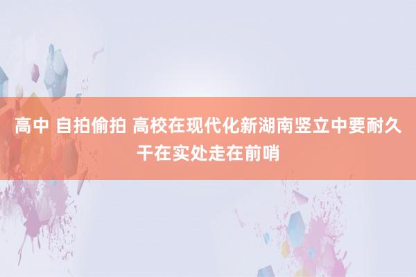 高中 自拍偷拍 高校在现代化新湖南竖立中要耐久干在实处走在前哨